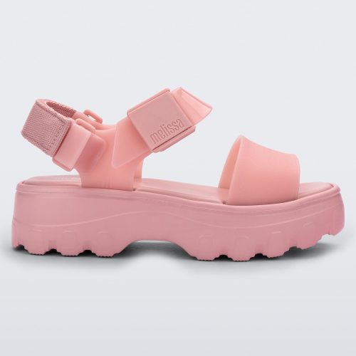 Side view of a pink/pink Melissa Kick Off Platform Sandal with a front and ankle strap.