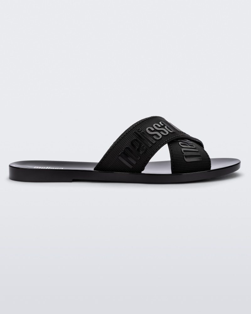 Side view of a black M Lover adult slide