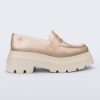 Side view of a transparent beige Royal High + Undercover platform loafer with beige sole.