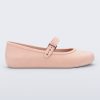 Side view of a pink Soft Ballerina Velvet flat.