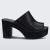 Side view of a black Melissa Mule platform heel.