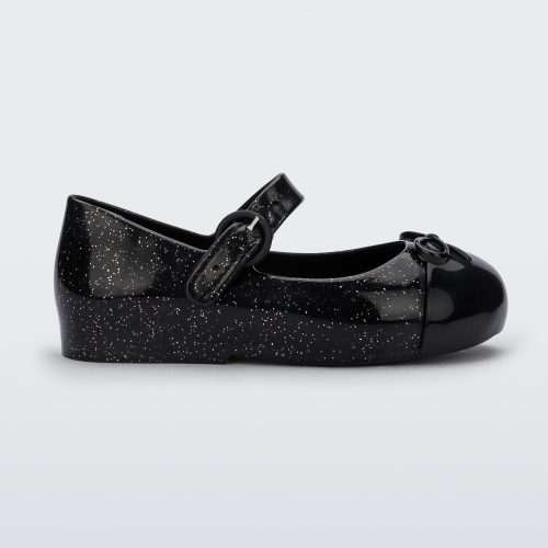 Mini Melissa Sweet Love Cap Toe Black Glitter Silver Product Image 1