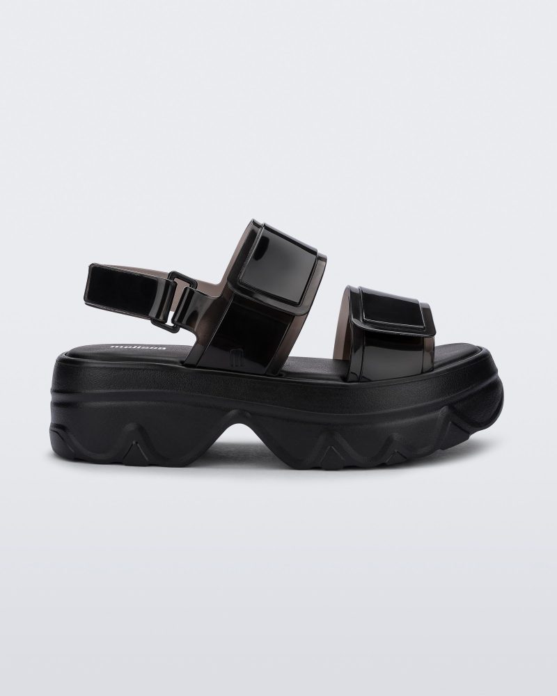 Side view of black Melissa Brave Platform sandal.