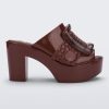 Side view of brown Meilssa Buckle Up platform heel mule..