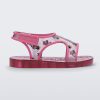 Side view of pink Mini Melissa Acqua sandal with Minnie Mouse print.