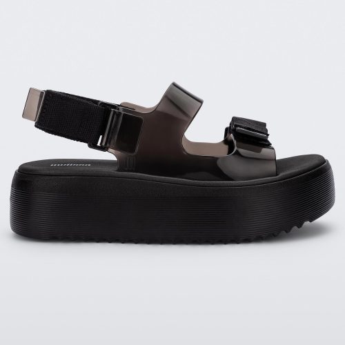 Side view of black Melissa Brave Papete Platform sandal.