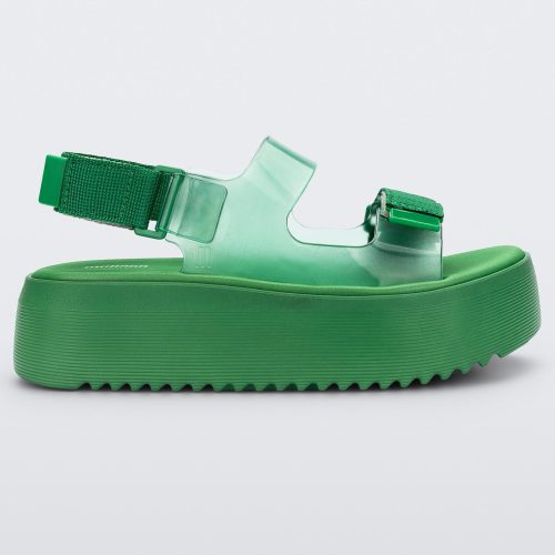 Side view of green Melissa Brave Papete Platform sandal.