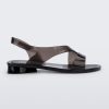 Side view of a black Melissa The Real Jelly Paris sandal with two front straps and an ankle strap.