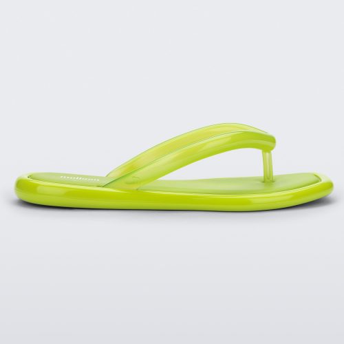 Side view of green Melissa Airbubble Flip Flop.