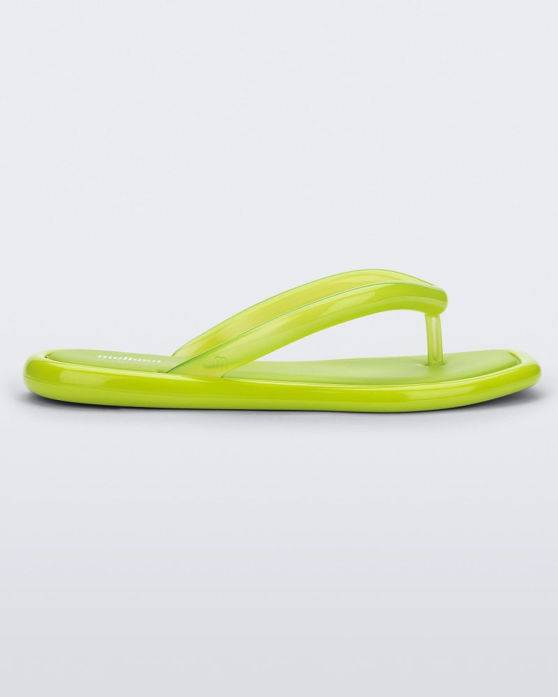 Side view of green Melissa Airbubble Flip Flop.