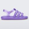 Side view of a lilac Melissa Freesherman sandal with lilac and clear straps.