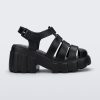 Side view of a black Melissa Megan platform heel sandal.