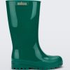 Side view of a green Melissa Welly boot.