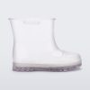 Side view of a clear baby Melissa Welly boot.