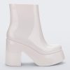 Side view of the white Melissa Nubia platform heel boot.