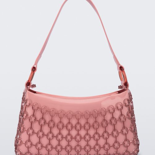 Front view of a pink Hoop bag with short shoulder strap