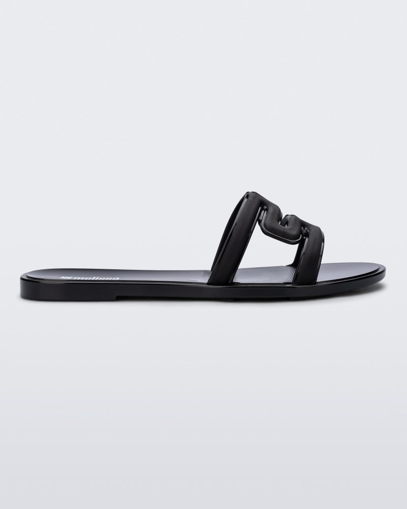 Side view of a black M Slide.