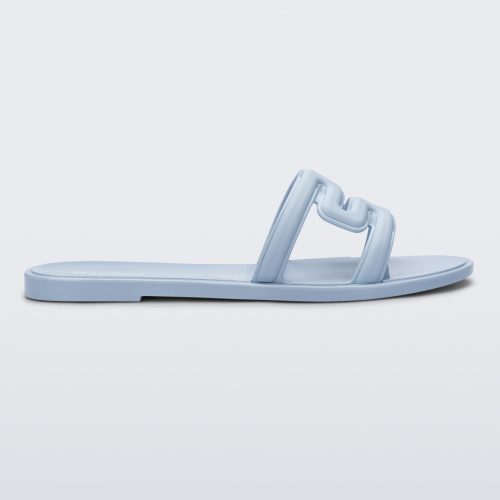 Side view of a light blue M Slide.