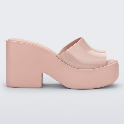 Side view of Melissa Posh platform slide in Pink