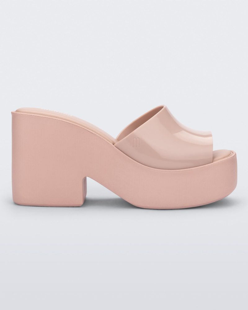 Side view of Melissa Posh platform slide in Pink