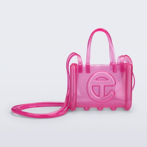 Front view of the pink Small Jelly Shopper x Telfar bag