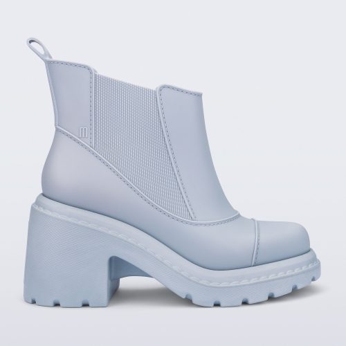 Side view of a blue Courtney boot