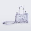 Front view of the clear Small Jelly Shopper x Telfar bag