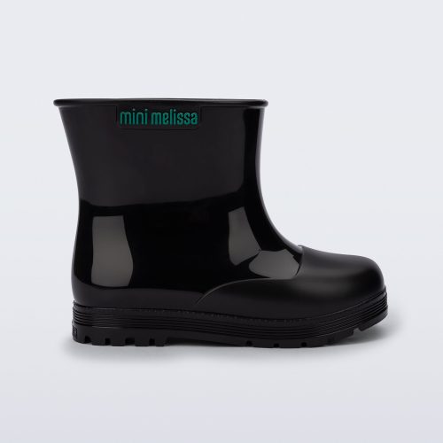 Side view of a black baby Welly rainboot