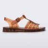 Side view of a transparent brown Possession Fresh fisherman style sandal with open toe