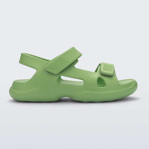 Side view of a green Free Papete sandal