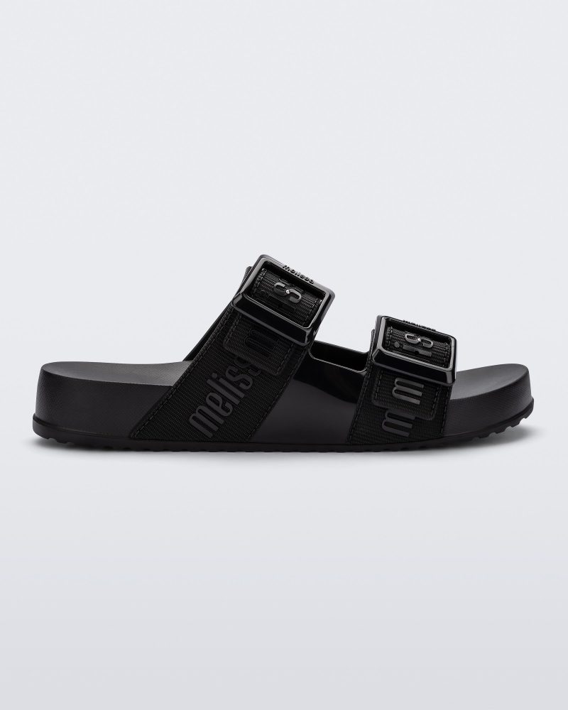 Side view of a black Cozy M Love adult slide