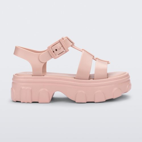 Side view of a light pink Ella platform adult sandal