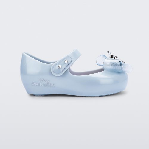 Side view of a pearly blue baby Ultragirl Princess Flat