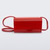 Front view of the Melissa party handbag in red with braided strap.