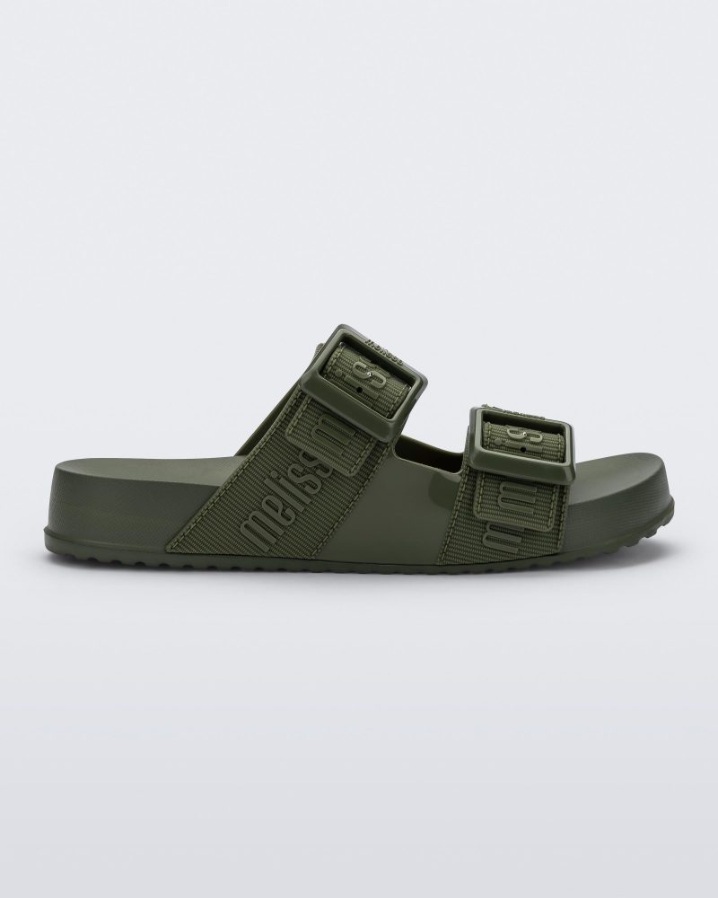 Side view of a green Cozy M Love adult slide