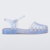 Side view of a pearly blue Sandal + Bimba y Lola with ankle strap