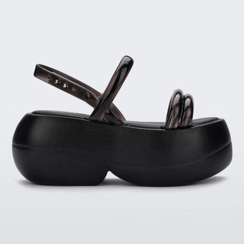 Side view of black Melissa Airbubble Platform sandal