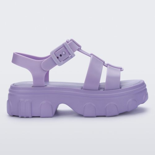 Side view of a lilac Ella platform sandal