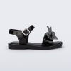 Side view of a  glitter black Mar Sweet kids sandal