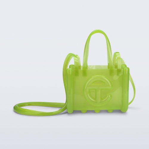 Front view of the green Small Jelly Shopper x Telfar bag