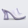 Side view of a clear Mule + Marc Jacobs heel