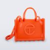 Front view of the orange Medium Jelly Shopper x Telfar bag