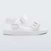 Side view of a white Melissa Papete sandal with straps.